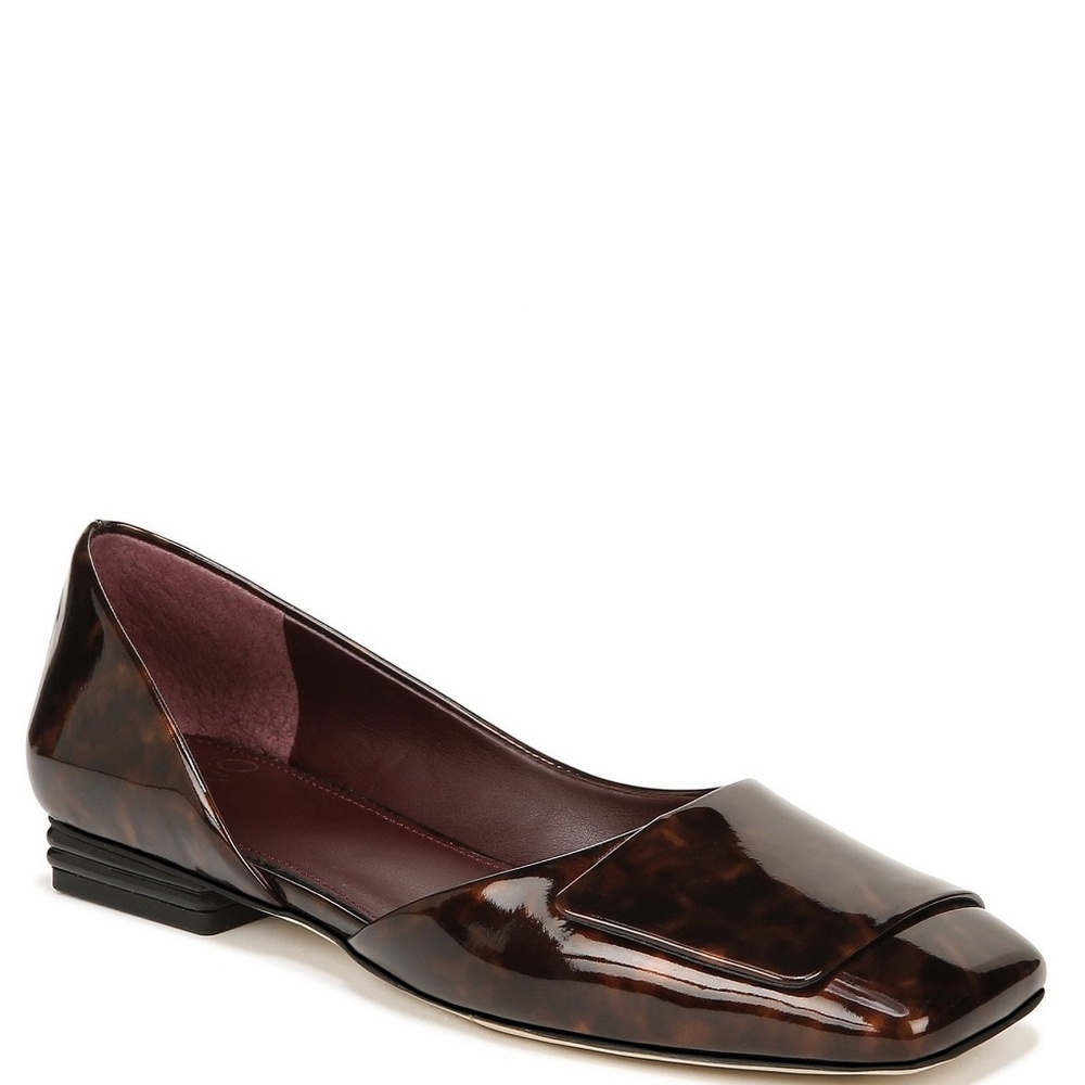 Franco Sarto Tracy Half d'Orsay Flat Tortoise Brown Patent - Size 9.5 - NEW